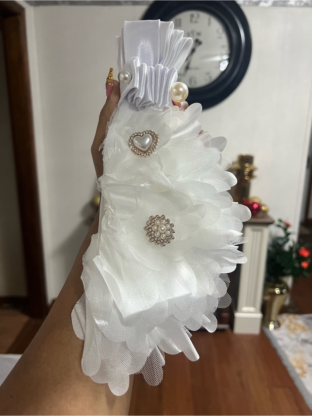 White Floral Pearl-Accent Necklace